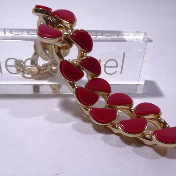 Lee Angel Curb Enamel and Brass Bracelet 7 1/2"L  RED NWT 220 - Picture 12 of 15